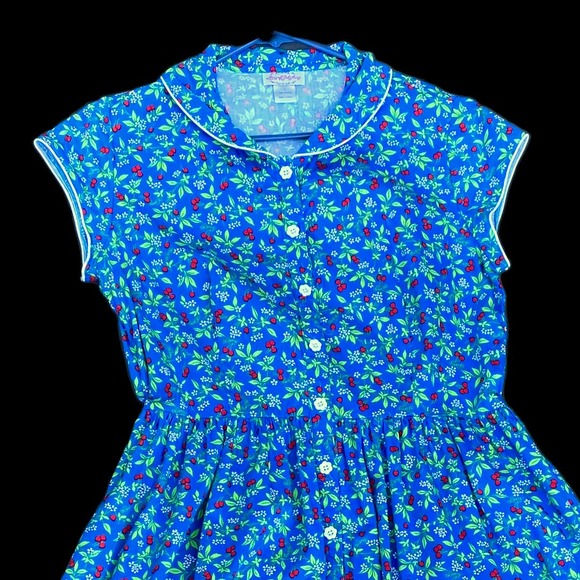 Womens Retro Lanz of Slazburg Floral Cherries Shirtdress Cottage Core Sz L - Picture 2 of 4